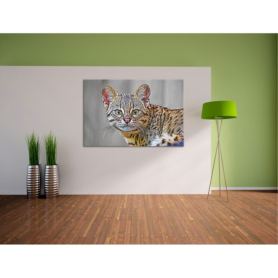 Leinwandbild Kleine aufmerksame Bengalkatze