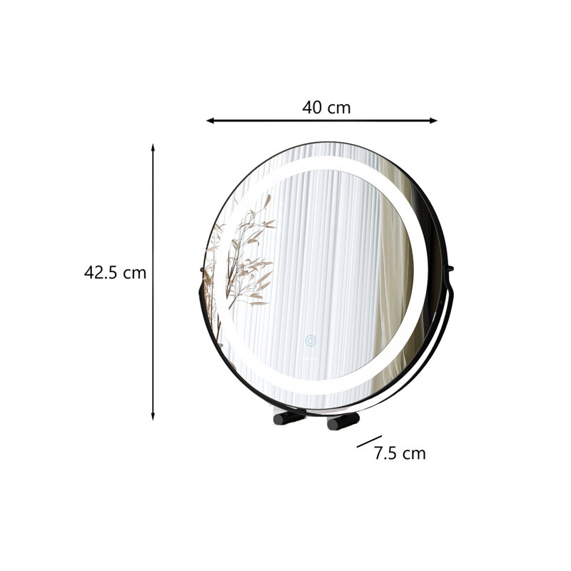 Zara Touch Sensor LED Light Mirror, Black, 42.5 cm x 40 cm