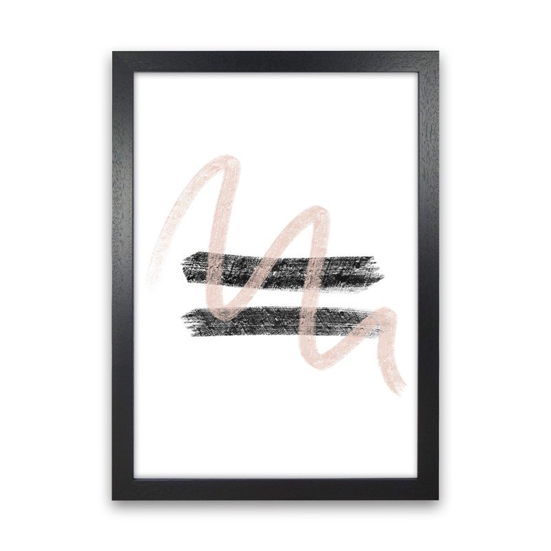 Dalia Chalk Pink And Black Line Contrast by Pixy Paper - Single Picture Frame Painting, 84cm H x 59.4cm W x 3cm D