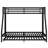 Twin XL Over Queen Metal Bunk Bed with Twin Size Trundle, Black-2103461158
