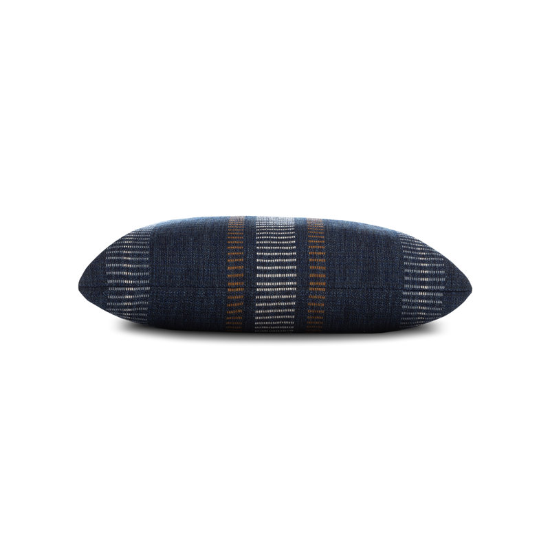 Journey Throw Square Indoor/Outdoor Pillow Cover & Insert by Elaine Smith, 20"H X 20"W, Indigo Striped, Polyester