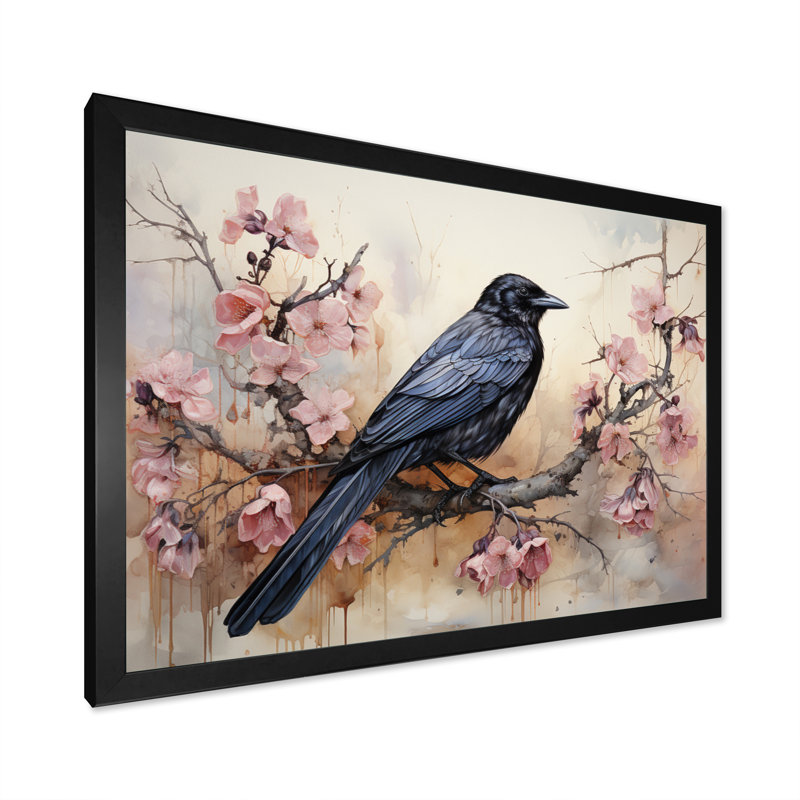 Crow Whispering Royalty I - Animals Canvas Art Print, Cadre simple noir, H 16 po x l 32 po x P 1 po