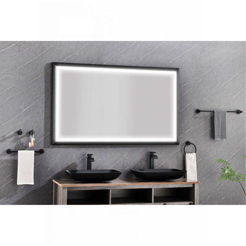 Miroir mural de salle de bain à DEL avec antibuée et éclairage réglable