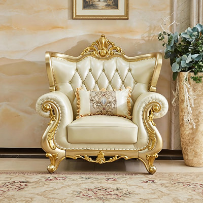 European style light luxury leather sofa.