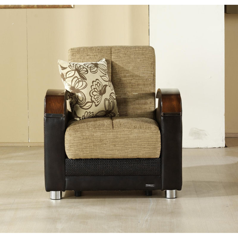Fauteuil Damantnik Fulya brun, Tissu chenille gris