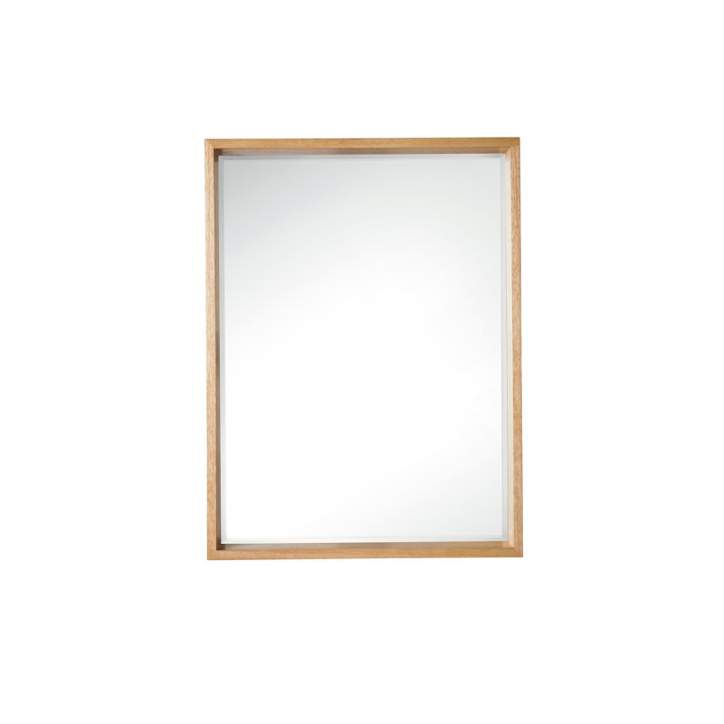 Milan Beveled Wall Mirror, 35.38" x 35.38", Natural Ash