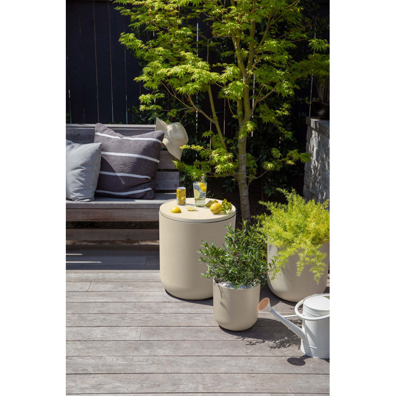 Sand Round Concrete Composite Outdoor Cooler Side Table