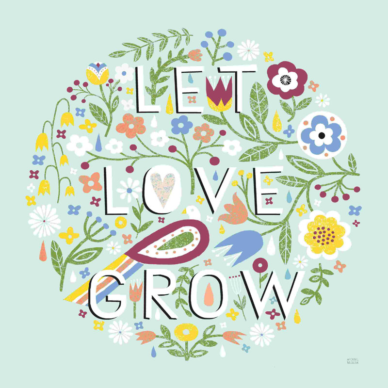 Let Love Grow V2 - Impression sur toile tendue, H 12 po x l 12 po, Non, Toile tendue