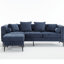 Canapé modulaire 3 places avec accoudoirs carrés en chenille 3 places, bleu, avec rangement-1617571010
