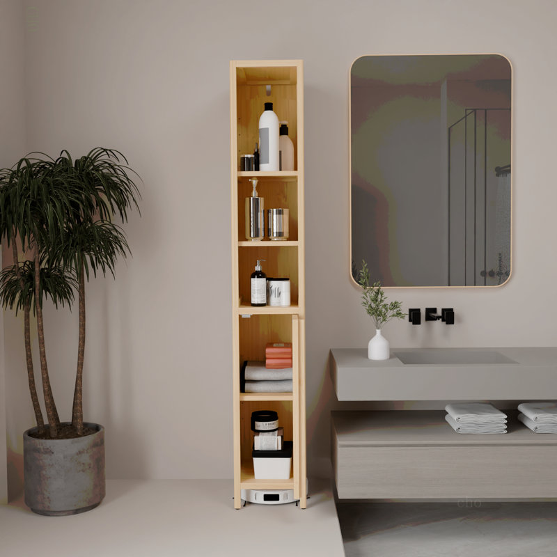 Natural bamboo large capacity thin and tall cabinet
