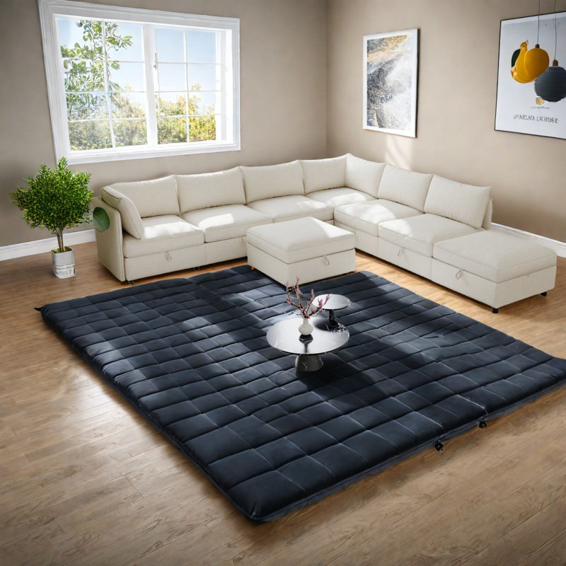 Canapé modulaire spacieux avec rangement, tissu chenille pour salon moderne