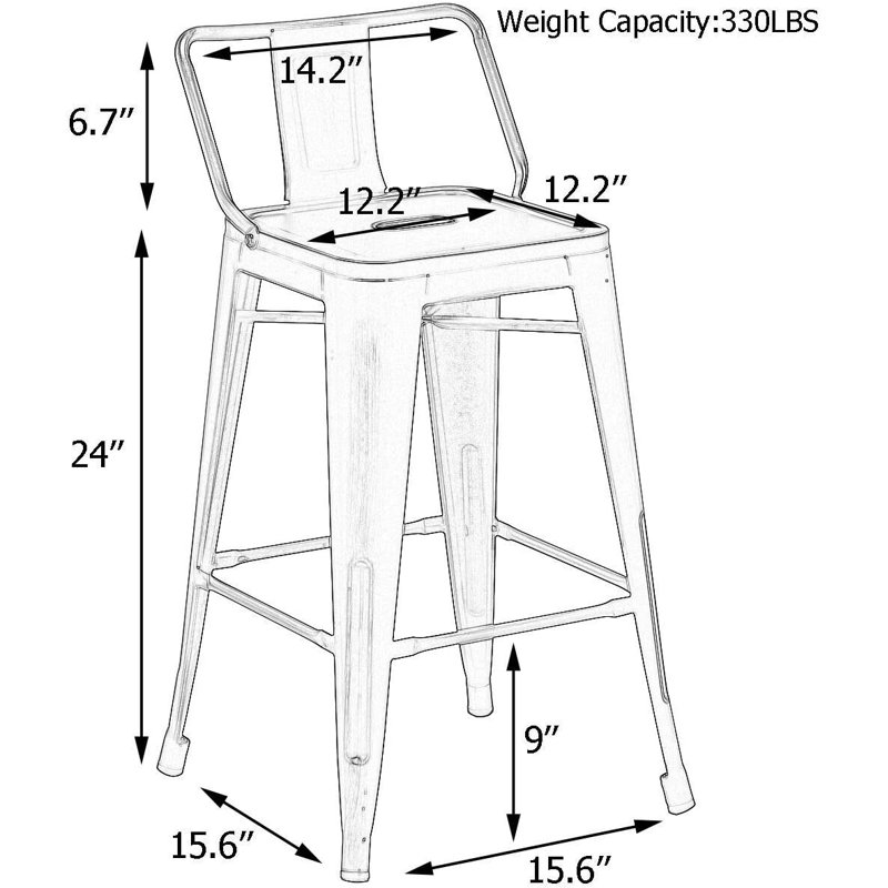 Hartmann Counter Stool with Metal Frame, Counter Stool (24” Seat Height), Distressed Mint Green