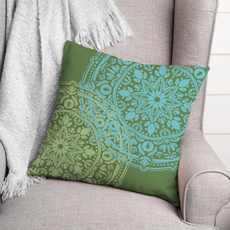 Outdoor Reversible Throw Pillow, Green, Floral 7