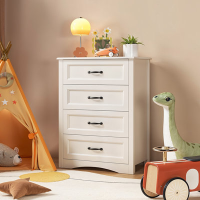 Ergica White Wooden Dresser for Bedroom with 4 or 5 Drawers, Modern Design