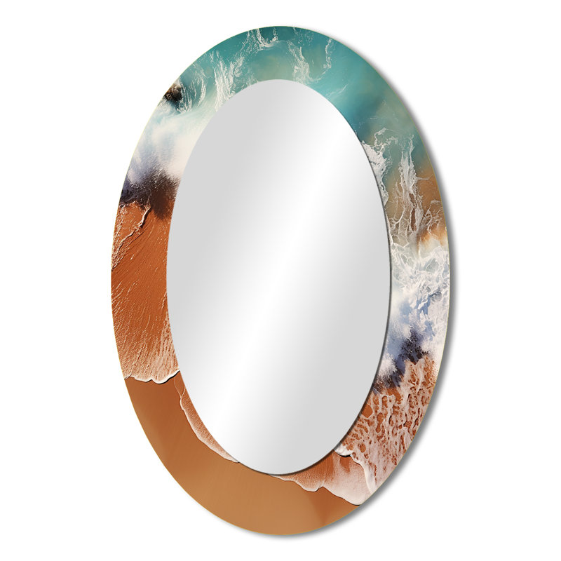 Grand miroir mural ovale en métal Rocky Beach, 36 po x 24 po