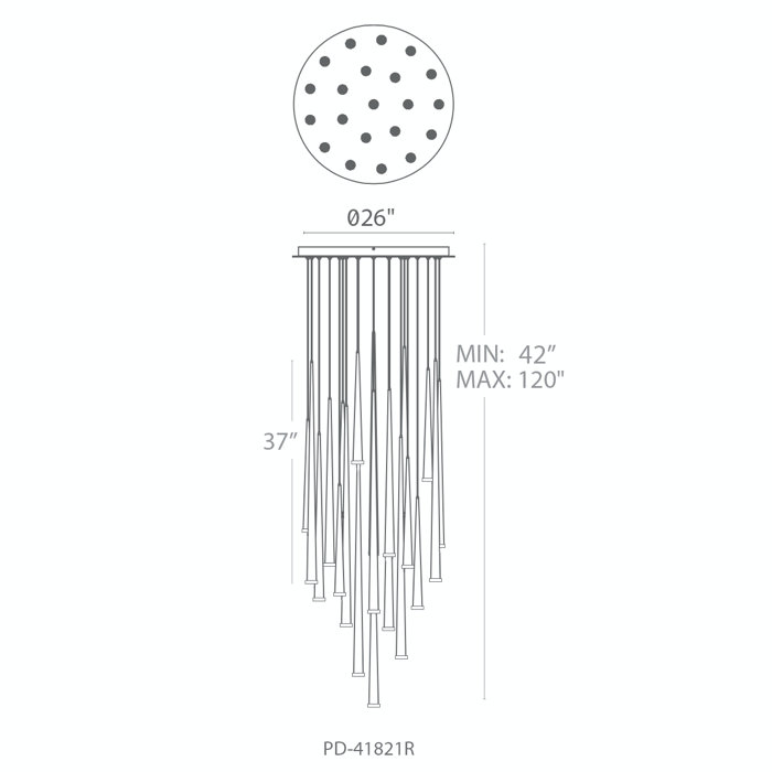 Cascade 21 - Light LED Pendant, Aged Brass