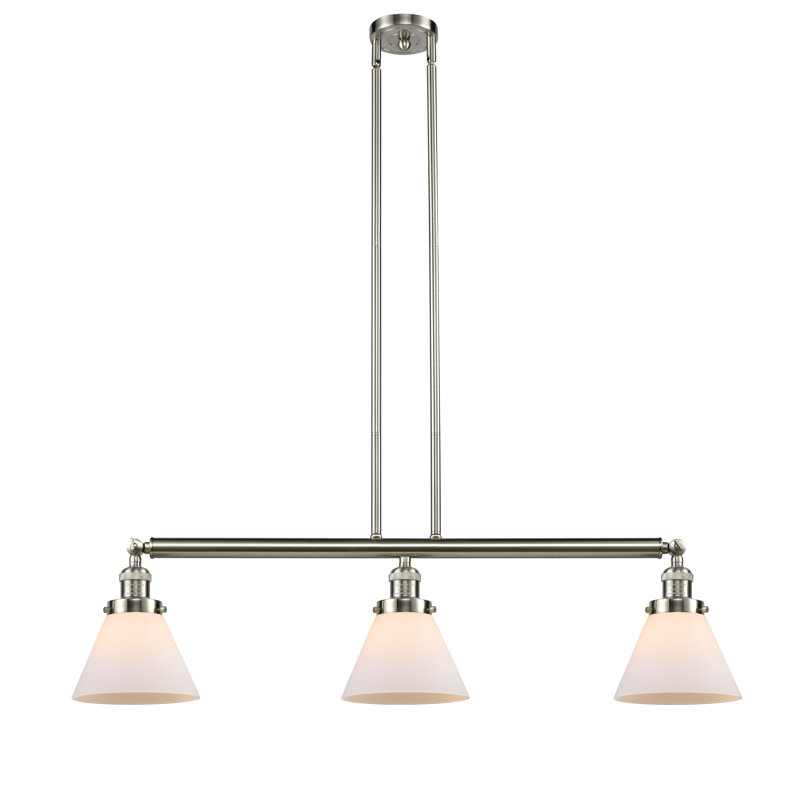 Morgan 3 - Light Kitchen Island Pendant, Smoked, Brushed Satin Nickel, 6 Watt Vinage LED Bulb