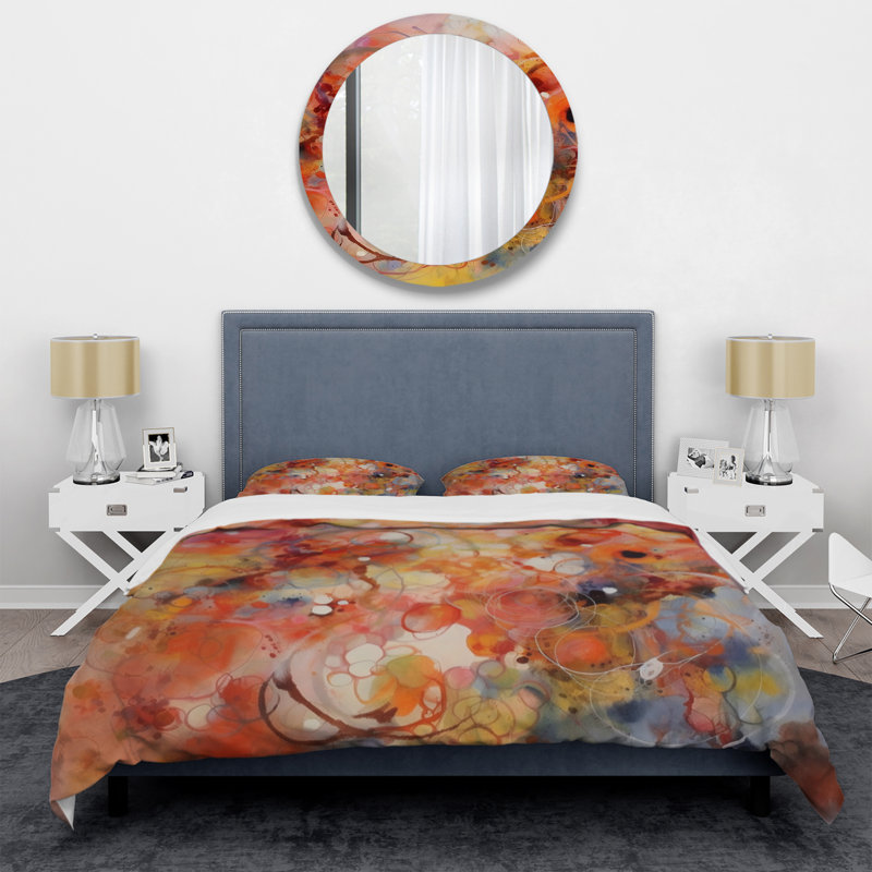 Ensemble de housse de couette orange / rouge marbré Dreamscape II en microfibre / polyester