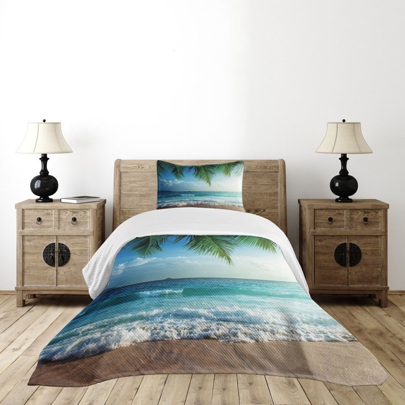 White Quilted Twin Bedspread Set with Pillow Sham