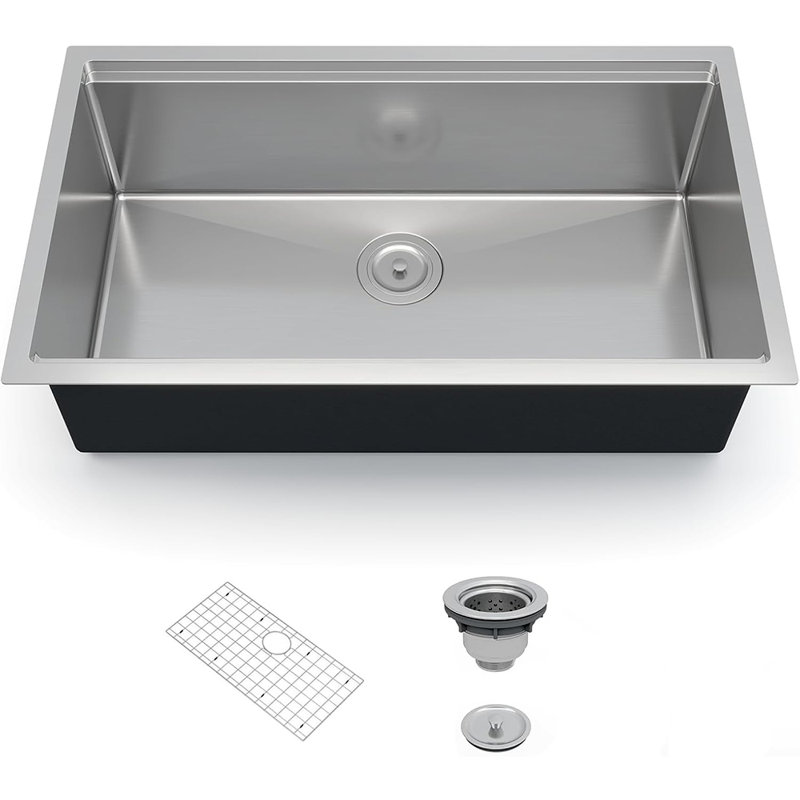 30 Inch/33 Inch Drop-In Workstation Kitchen Sink, 16-Gauge Stainless Steel Single Bowl with 10" Deep Basin