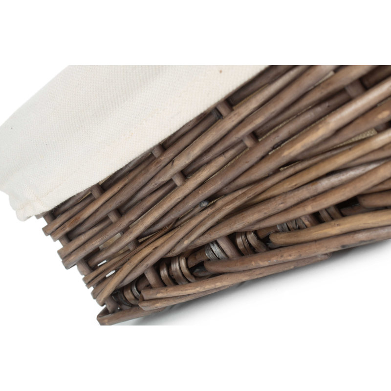 Wicker Storage Tray Basket with Lining, 30cm W x 39cm D