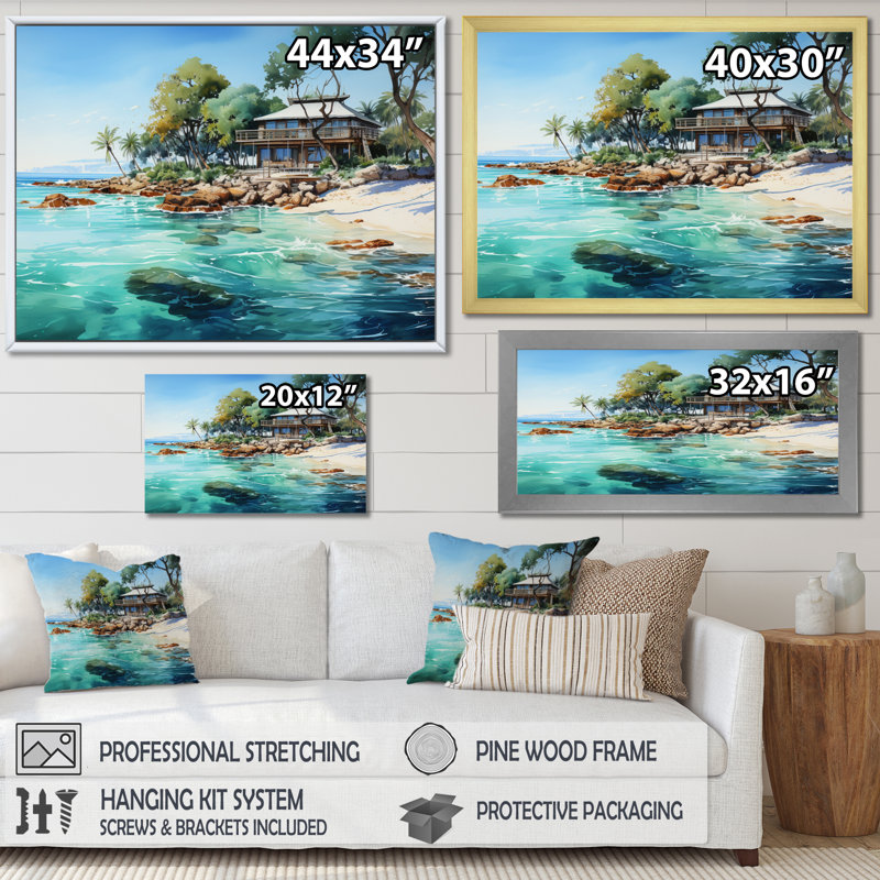 Maldives Beaches Maldives IV sur impression sur toile, Cadre flottant blanc, H 12 po x l 20 po x P 1 po