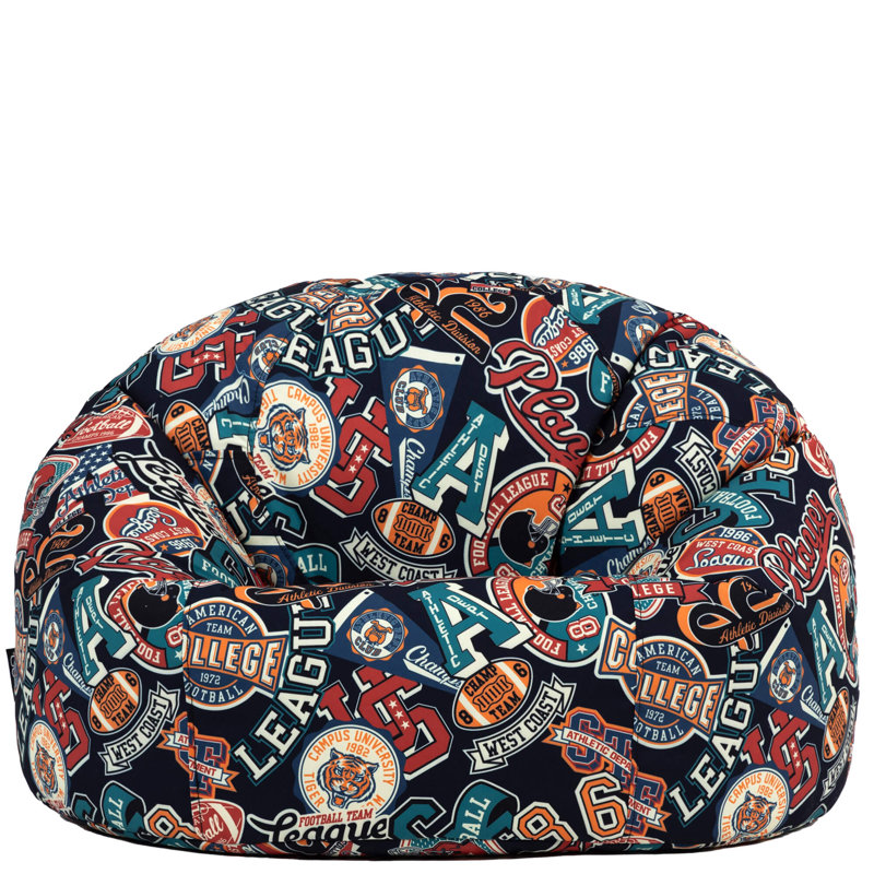Kids Varsity Footstool Print Classic Bean Bag, Multicolour