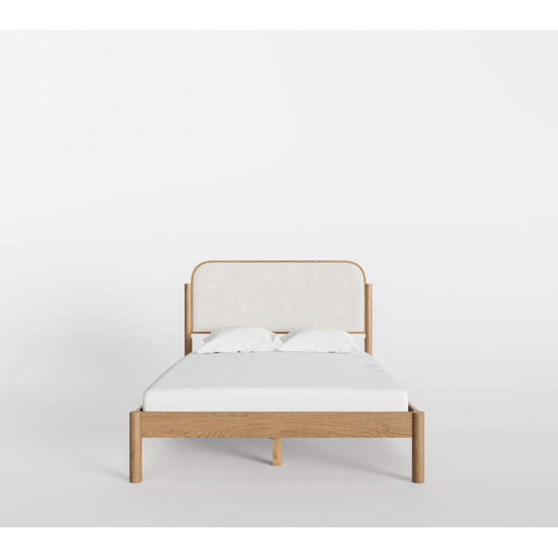 Lit en bois massif Ardin avec tête de lit Boucle, Naturel, Très grand lit