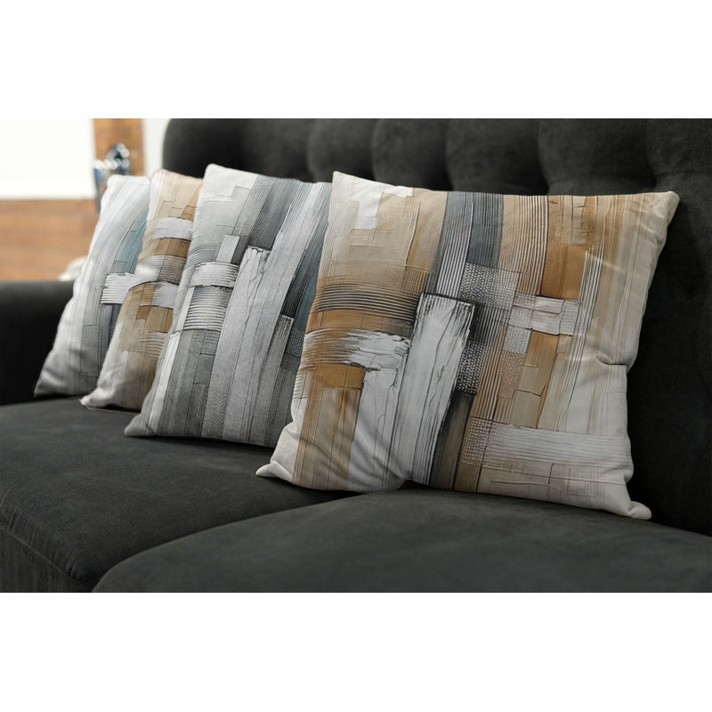 Amber Blue Gray and White Abstract Polyester Euro Pillow Covers
