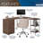 Techni Mobili L-Shape Home Office Two Tone Desk With Storage, Walnut
