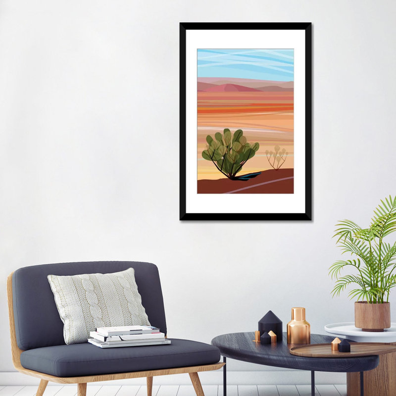 «Mojave Desert Vertical», impression sur toile, H 32 po x l 24 po x P 1 po, Papier d'art encadré noir, Blanc