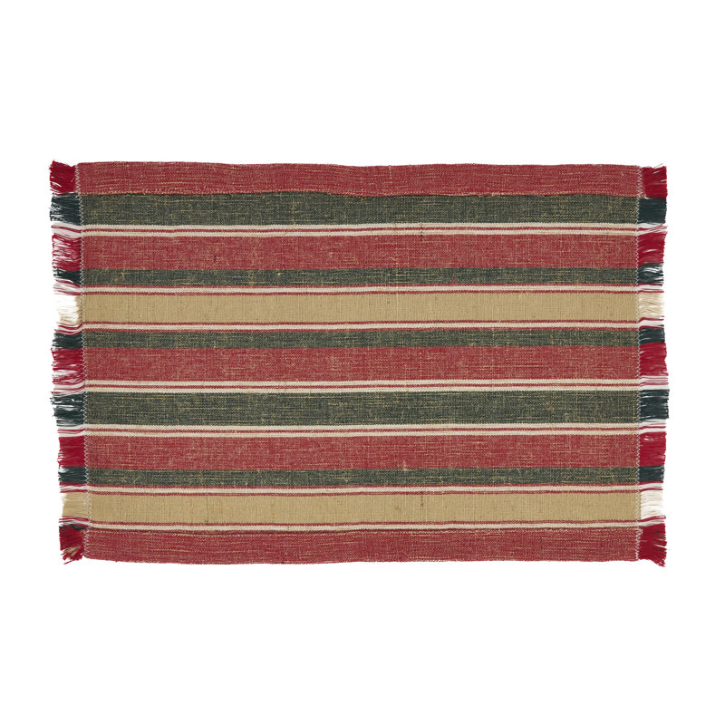 Everyday Plaid Placemat and Napkin Set, Red/Gold