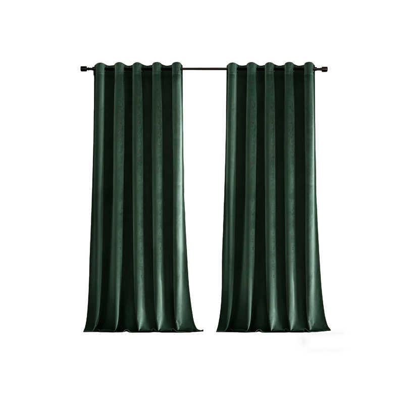 Velvet Room Darkening Curtain Panel Pair, Green, 168cm Width x 229cm Drop