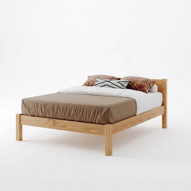 Structure de lit Alessio, 85 po x 85 po, Bois clair