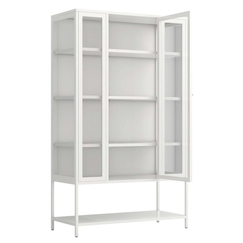 67.25'' Tall Iron Display Cabinet With Glass Door And LED Lights, Ideal For Showcasing Collectibles And Enhancing Home Decor
