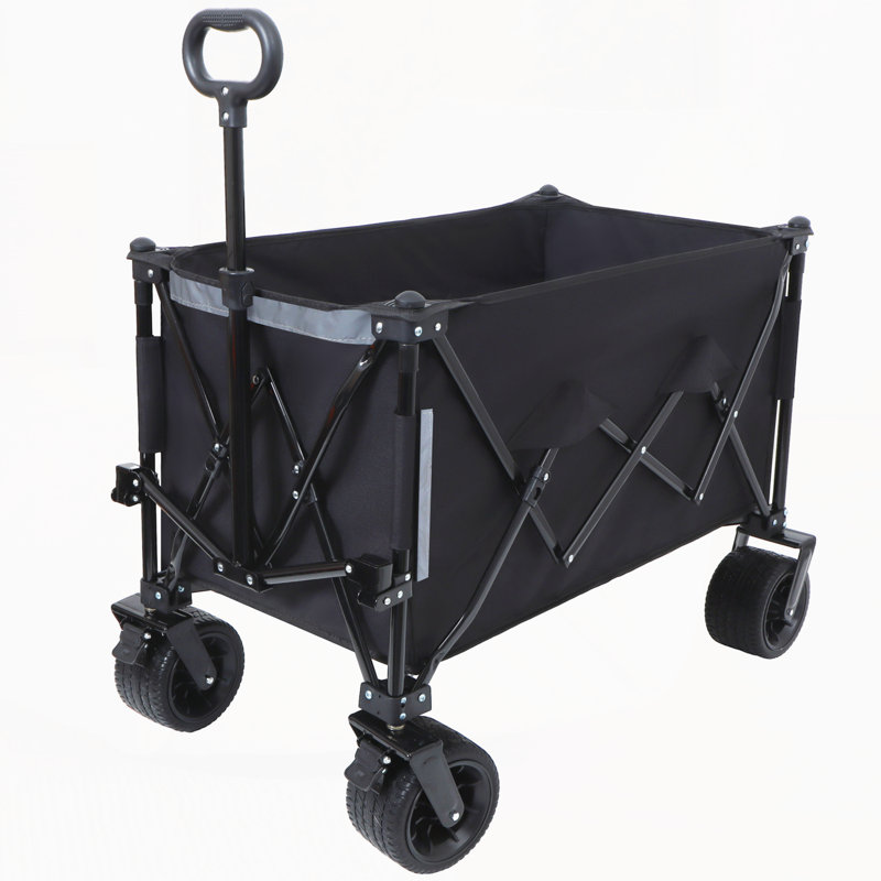 Chariot de jardin pliable avec roues robustes, Noir