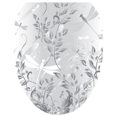 Botanical Gray Fields Toilet Seat Decal – Toilet Tattoos Static Cling Vinyl Lid Cover Fits Round & Elongated Seats