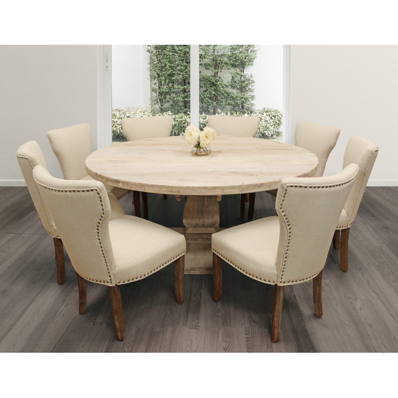 Ensemble de salle à manger en bois massif pour 8 personnes Aryhanna, Beige