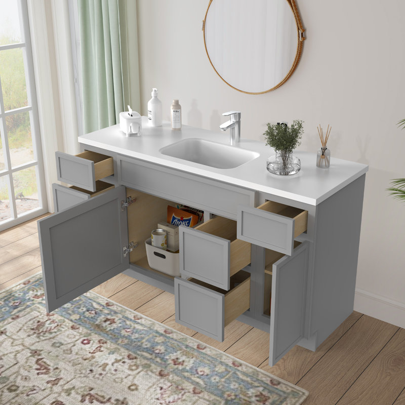 60'' Single Bathroom Vanity Base Only, Gray
