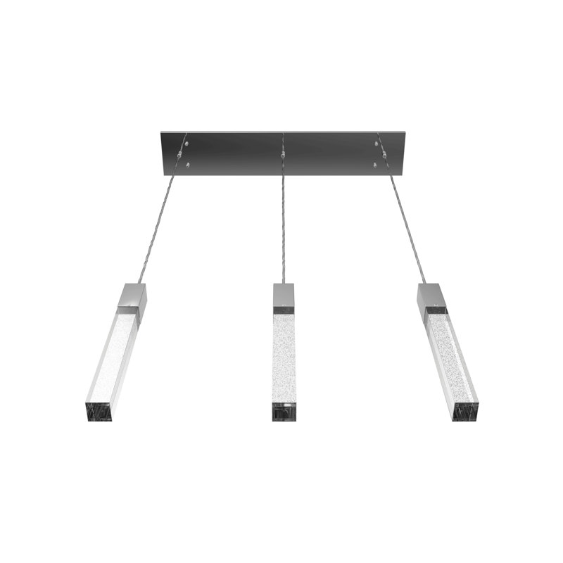 Aspen 3 - Light LED Pendant, Chrome, Clear Glacier K9
