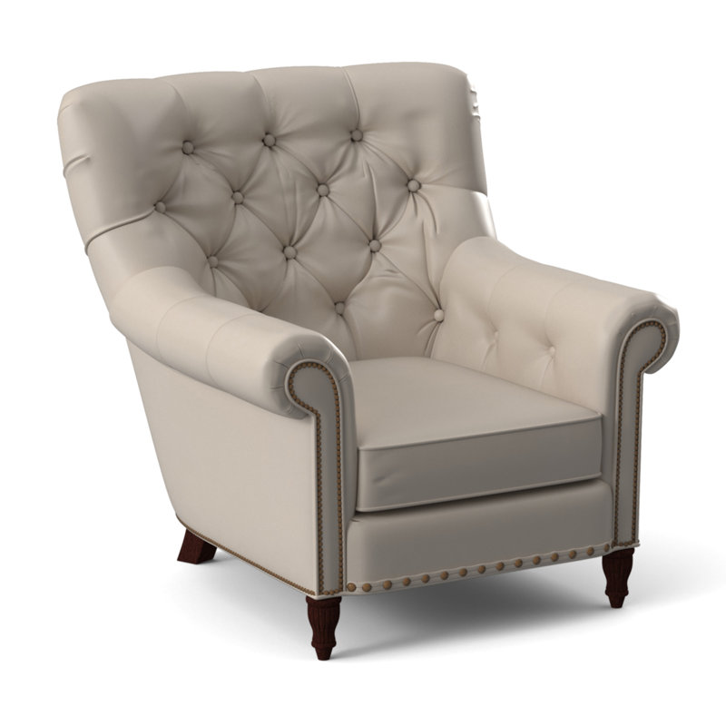 Kirby Leather Club Chair, #9 & #54 Natural, Anilina Cacao Genuine Leather, Mahogany
