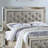 Glamorous Silver Faux Leather Tufted Headboard FB 1Pc California King Size Bed Mirror Trim Bedroom Furniture
