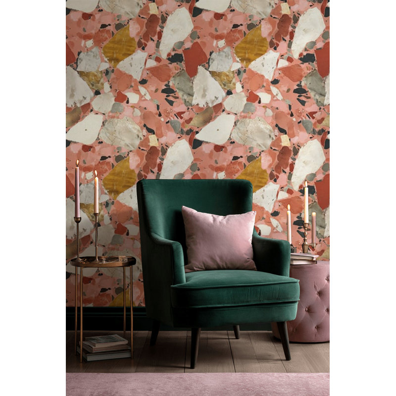 Abstract Pattern Wallpaper Terrazzo Pattern Removable Marble Texture Wall Double Roll, Peel and Stick