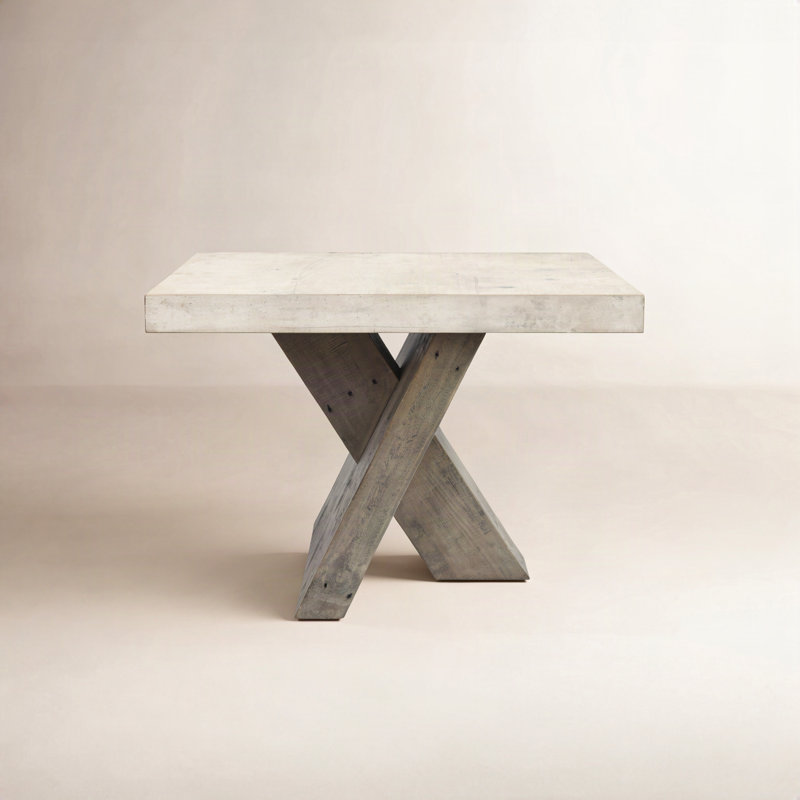 Durant Cross Legs End Table, Beige White/Gray