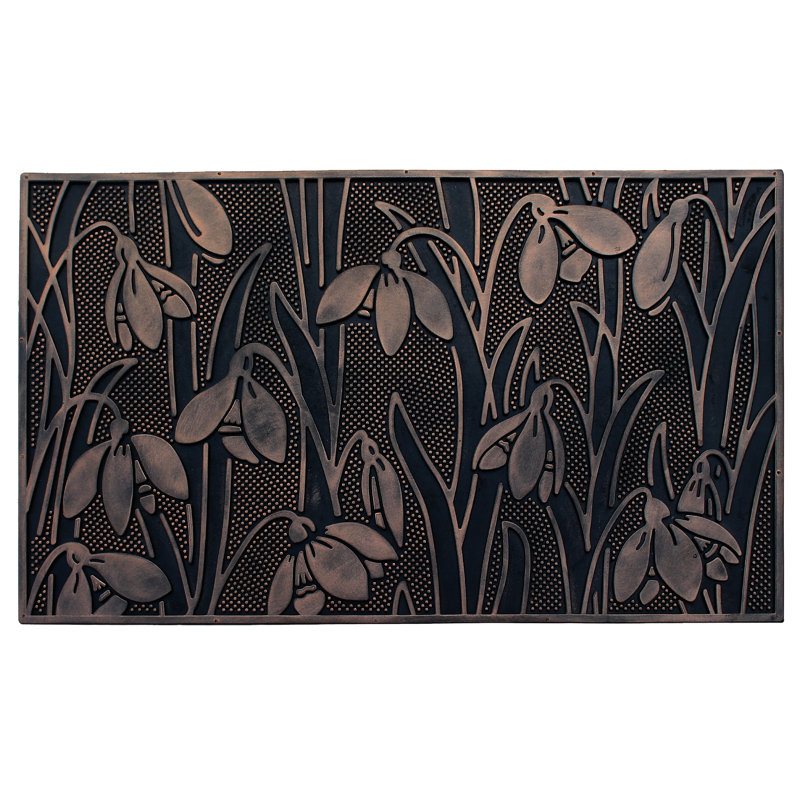 Rubber Pin ‘Wild Flowers’ Welcome Doormat – 18" x 30", Non-Slip Outdoor/Indoor Front Door Mat for High-Traffic Areas, Copper