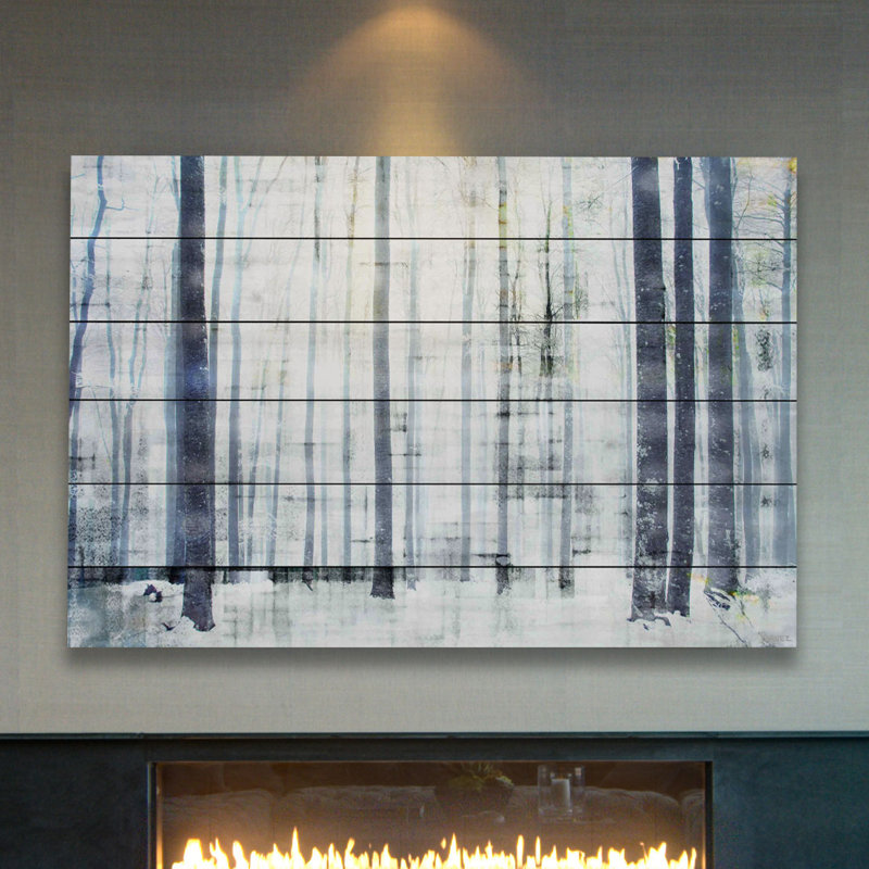 « winter trees » par parvez taj,, reproduction d’art sur bois blanc, H 12 po x l 18 po x 1,5 po