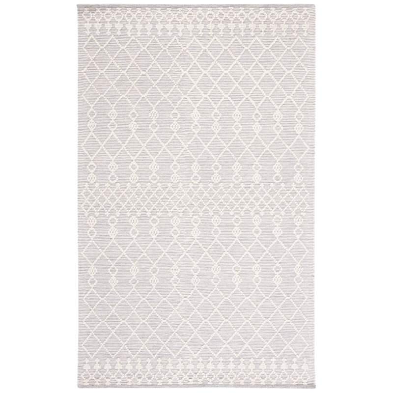 Jacques Hand Woven Wool/Cotton Southwestern Rug in Gray/Ivory, Rectangle 5' x 8'