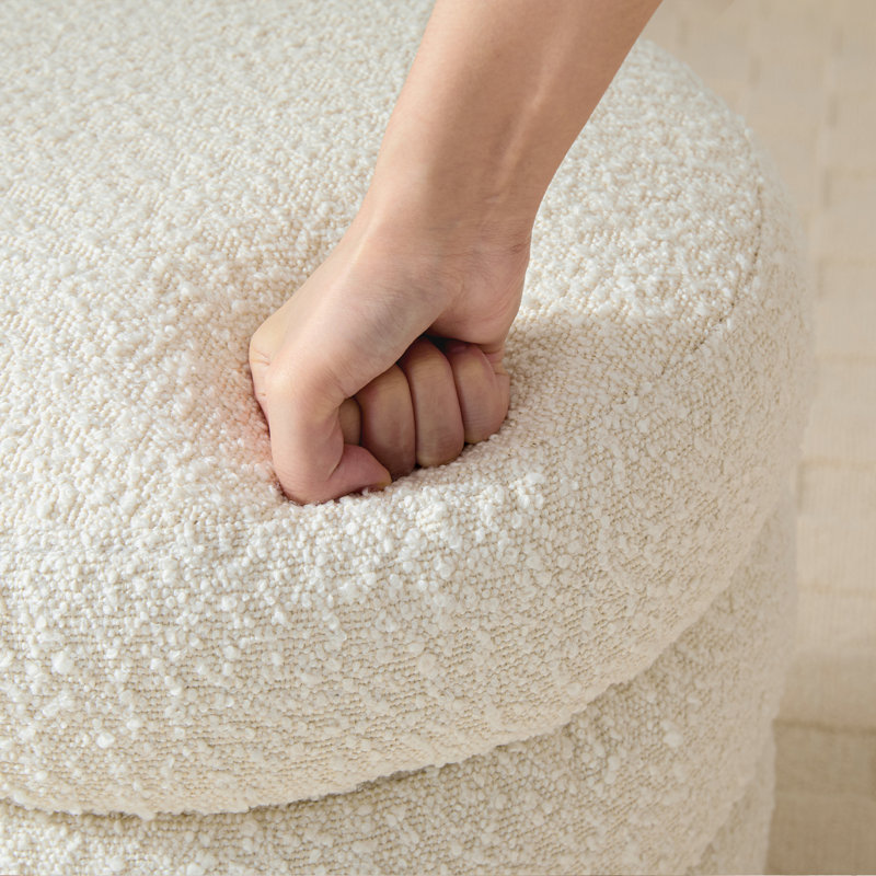 16.1"Wide Modern Boucle Upholstered Storage Ottoman, White