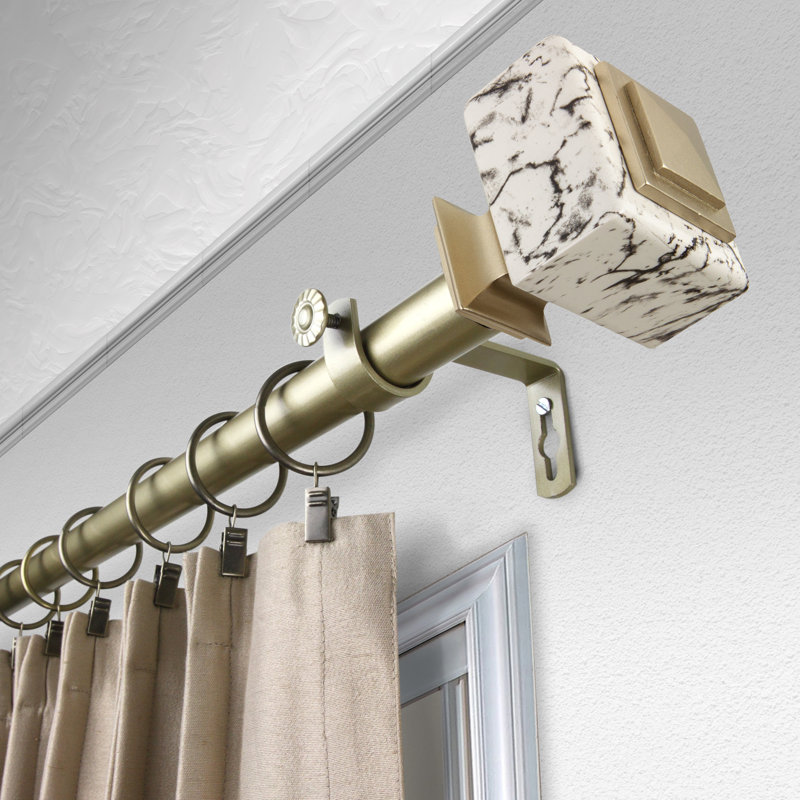 Braynon Steel Adjustable Single Curtain Rod, 2.5" H x 84" W x 3.63" D, Gold