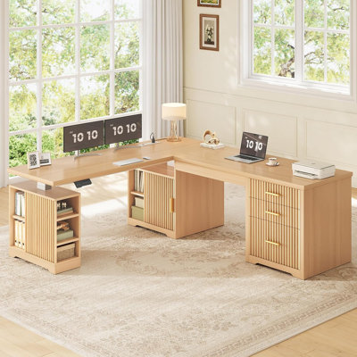 Farmhouse L Shaped Electric Standing Desk